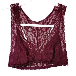 VS Lace Bralette X Smaill Pullover Racer Back Burgundy Lined Cup